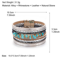 Load image into Gallery viewer, Turquoise Natural Stone Leather Bracelet