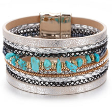 Load image into Gallery viewer, Turquoise Natural Stone Leather Bracelet