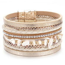 Load image into Gallery viewer, Turquoise Natural Stone Leather Bracelet