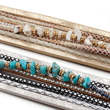 Load image into Gallery viewer, Turquoise Natural Stone Leather Bracelet