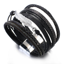 Load image into Gallery viewer, Metal Feather Genuine Leather Bracelet