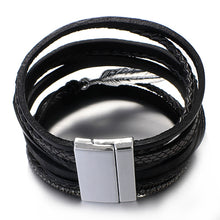Load image into Gallery viewer, Metal Feather Genuine Leather Bracelet