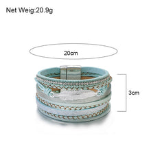 Load image into Gallery viewer, Metal Feather Genuine Leather Bracelet
