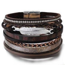 Load image into Gallery viewer, Metal Feather Genuine Leather Bracelet