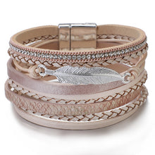 Load image into Gallery viewer, Metal Feather Genuine Leather Bracelet