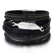 Load image into Gallery viewer, Metal Feather Genuine Leather Bracelet
