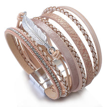 Load image into Gallery viewer, Metal Feather Genuine Leather Bracelet