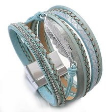 Load image into Gallery viewer, Metal Feather Genuine Leather Bracelet