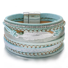 Load image into Gallery viewer, Metal Feather Genuine Leather Bracelet