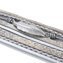 Load image into Gallery viewer, Metal Feather Genuine Leather Bracelet