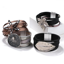 Load image into Gallery viewer, Star Leaf Flower Round Elegant Charm Leather Bracelets