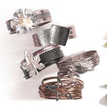 Load image into Gallery viewer, Star Leaf Flower Round Elegant Charm Leather Bracelets