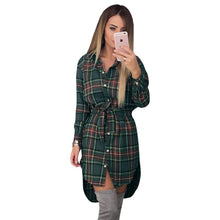 Load image into Gallery viewer, Long Sleeve Plaid Shirt Tunic