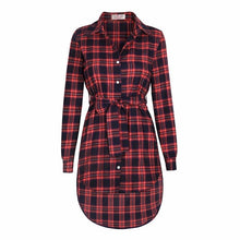 Load image into Gallery viewer, Long Sleeve Plaid Shirt Tunic