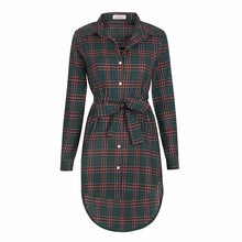 Load image into Gallery viewer, Long Sleeve Plaid Shirt Tunic