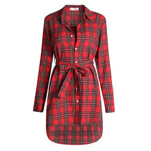 Load image into Gallery viewer, Long Sleeve Plaid Shirt Tunic
