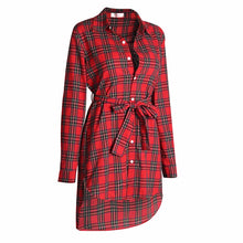 Load image into Gallery viewer, Long Sleeve Plaid Shirt Tunic
