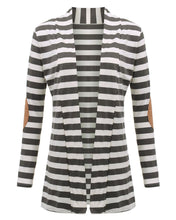 Load image into Gallery viewer, Long Sleeves Striped Cardigan Elbow Patchwork