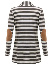 Load image into Gallery viewer, Long Sleeves Striped Cardigan Elbow Patchwork