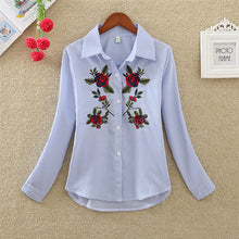 Load image into Gallery viewer, Embroidery Women Shirt Kimono Beach Roses