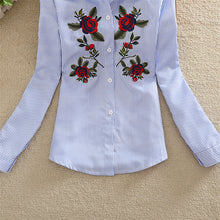 Load image into Gallery viewer, Embroidery Women Shirt Kimono Beach Roses