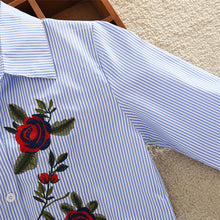 Load image into Gallery viewer, Embroidery Women Shirt Kimono Beach Roses