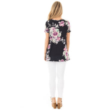 Load image into Gallery viewer, Short Sleeve V-Neck Printed Floral Top