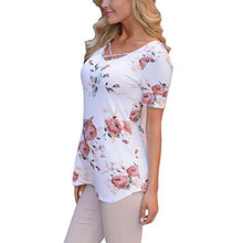 Load image into Gallery viewer, Short Sleeve V-Neck Printed Floral Top