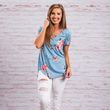 Load image into Gallery viewer, Short Sleeve V-Neck Printed Floral Top