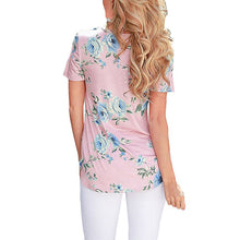 Load image into Gallery viewer, Short Sleeve V-Neck Printed Floral Top