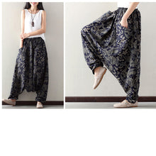 Load image into Gallery viewer, Vintage Print Cotton Linen Lantern Pants
