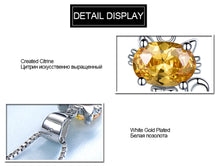 Load image into Gallery viewer, Real Silver 925 Jewelry Created Citrine Gemstone Cat Pendant Necklace