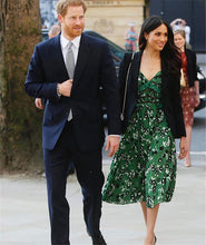 Load image into Gallery viewer, Boho Cold Shoulder Green Floral Printed Backless Dress