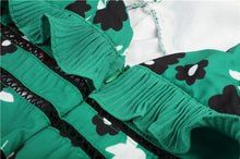 Load image into Gallery viewer, Boho Cold Shoulder Green Floral Printed Backless Dress