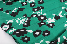 Load image into Gallery viewer, Boho Cold Shoulder Green Floral Printed Backless Dress