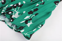Load image into Gallery viewer, Boho Cold Shoulder Green Floral Printed Backless Dress