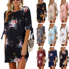 Load image into Gallery viewer, Elegant Chiffon Floral Print Boho Tunic Dress