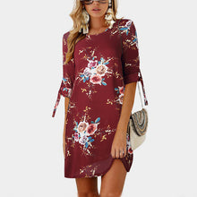 Load image into Gallery viewer, Elegant Chiffon Floral Print Boho Tunic Dress