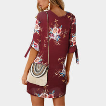 Load image into Gallery viewer, Elegant Chiffon Floral Print Boho Tunic Dress