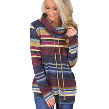 Load image into Gallery viewer, Multicolor Striped Long Sleeve Hoodies Pullover