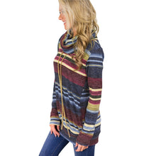 Load image into Gallery viewer, Multicolor Striped Long Sleeve Hoodies Pullover