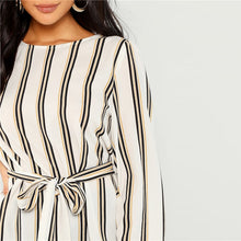 Load image into Gallery viewer, Elegant Striped Print Scoop Neck Long Sleeve Blouse