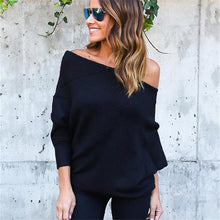Load image into Gallery viewer, Long Sleeve Knitted Sexy Off shoulder Batwing Sweater