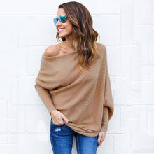 Load image into Gallery viewer, Long Sleeve Knitted Sexy Off shoulder Batwing Sweater