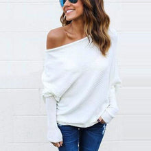 Load image into Gallery viewer, Long Sleeve Knitted Sexy Off shoulder Batwing Sweater