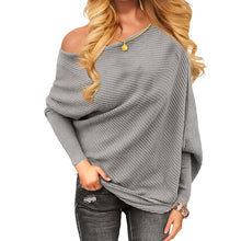 Load image into Gallery viewer, Long Sleeve Knitted Sexy Off shoulder Batwing Sweater