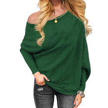 Load image into Gallery viewer, Long Sleeve Knitted Sexy Off shoulder Batwing Sweater