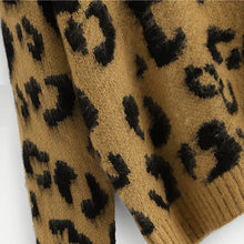 Load image into Gallery viewer, Leopard Print Fuzzy Round Neck Pullover Sweater
