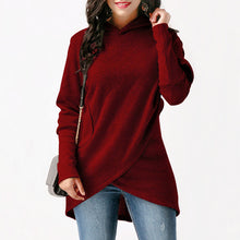 Load image into Gallery viewer, Hooded Long Sleeve Casual Asymmetric Sweatshirt