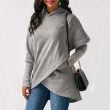 Load image into Gallery viewer, Hooded Long Sleeve Casual Asymmetric Sweatshirt